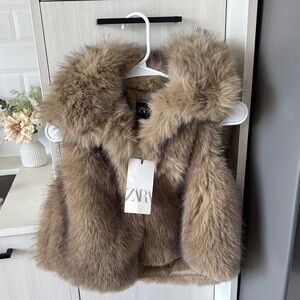 ZARA Brown Faux Fur Vest